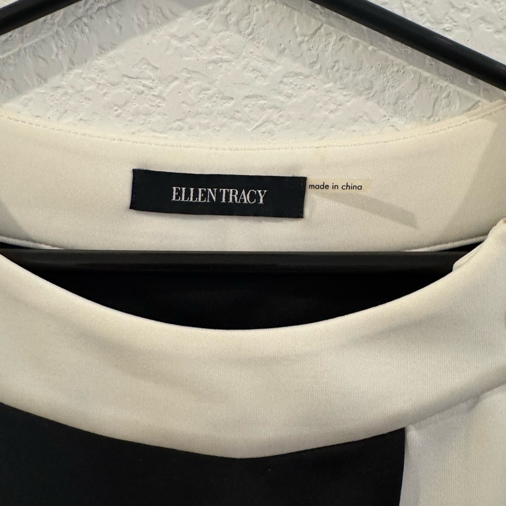 Ellen Tracy Cream and Black Dress with Gold Detail - Picture 2 of 7